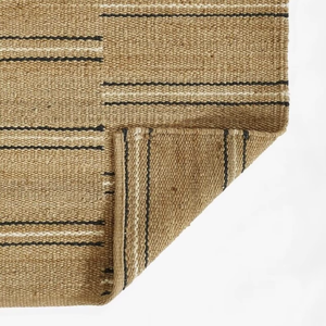 Tapis en jute naturel |   Tapis d'appoint à rayures en tissage plat |   Tapis de sol rustique style farmhouse bohème, anti-rides et anti-bactérien, pour salon - Product Image 3