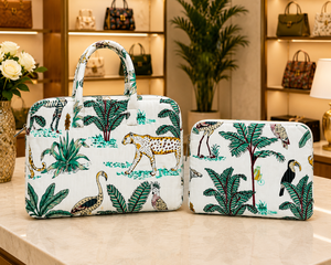 Tropical Animal Printed Soft Luxury Cotton Laptop <b>Sleeve</b> Zipper Closure Handle Carrying System Lightweight Durable Eco-Friendly - Product Image 2