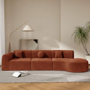 Divano Sezionale Curvo Moderno da 140 Pollici, Set 3 Pezzi con Spugna ad Alta Densità Completamente Compressa, Chaise Longue Assemblata ad Alto Comfort - Product Image 2