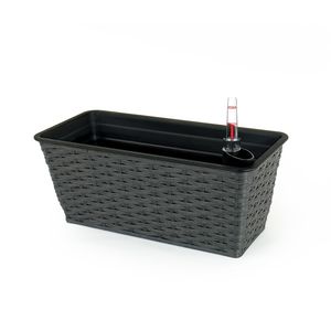 2 Pack Hand Woven Espresso Wicker <b>Rectangle</b> <b>Planter</b> Smart Self-watering for Indoor and Outdoor Flower <b>Pots</b> & <b>Planters</b> - Product Image 6