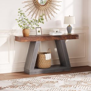 <b>Table</b>, Sofa <b>Table</b> Behind Couch, 2-Tier Wooden <b>Entry</b> <b>Tables</b> <b>for</b> Entryway Foyer Hallway, Industrial <b>Console</b> <b>Tables</b> with Open - Product Image 2
