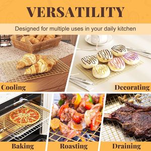 Griglie di raffreddamento per cottura e forno - 2 pz. Griglie in rete metallica da 25x38 cm per forno, cottura, grigliatura, arrosto e drenaggio - Product Image 1