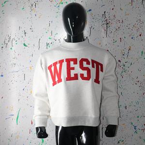 Sudadera WEST con cuello simulado, 450 GSM, bordado con nombre personalizado, corte holgado, 100% algodón, felpa francesa. - Product Image 1