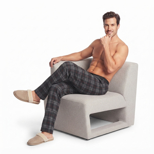 Pantalon de nuit en flanelle de haute qualité pour hommes, 100% coton, à carreaux, pantalon de pyjama, pantalon de nuit en flanelle à taille élastique pour hommes - Product Image 3