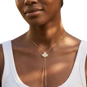 Gold Bolo Lariat <b>Necklace</b> with Bird Shape Pendant <b>Long</b> Double Drop Chain Multicolor Bead Ends Elegant Women Fashion Jewelry - Product Image 5