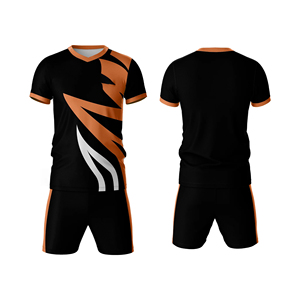 Conjunto de Camiseta y Pantalones Cortos de Fútbol Geométricos Negros y Azules para Hombre, Cuello en V, Absorbe la Humedad, Ajuste Atlético, Estampado Sublimado, para Todas las Temporadas - Product Image 3