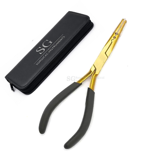 Pinzas Profesionales Multifuncionales para Extensiones de Cabello SAAR GLOBAL SURGICAL, Recubrimiento Dorado, Mango Negro, Acero Inoxidable - Product Image 6