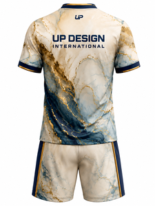 ชุดเสื้อและกางเกงฟุตบอลลายหินอ่อนแบบกำหนดเอง ผ้าโพลีเอสเตอร์ระบายอากาศได้ดี ชุดยูนิฟอร์มทีมฟุตบอลแบบซับลิเมชั่น ชุดกีฬา - Product Image 3