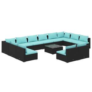 Conjunto de Muebles de Jardín Negros con Cojines Azul Agua - Product Image 2