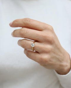 IGI/GIA Lab Grown Vintage 14K oro amarillo boda/anillo de compromiso corte diamante Unisex anillos finos para fiestas de aniversario - Product Image 3