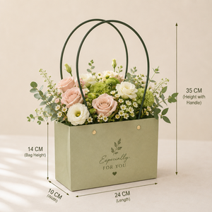 Bolsa de Regalo EcoRev Mini con Asas de Cuerda de Algodón, Papel Kraft, Estampado en Caliente, Estilo Clásico, Reciclable, Reutilizable para Regalos y Manualidades, Rosa Menta - Product Image 5