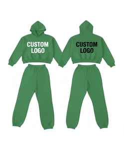 Conjunto Deportivo de 2 Piezas para Mujer con Logotipo Personalizado, Sudadera con Capucha y Pantalones de Chándal de Felpa, Venta al Por Mayor OEM - Product Image 2