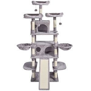 68.5\" Indoor Cat Tree Tower with 2 Condos Sisal <b>Scratching</b> <b>Post</b> Hammocks Top Perches Jumping Platforms for Cat Climbing - Product Image 1