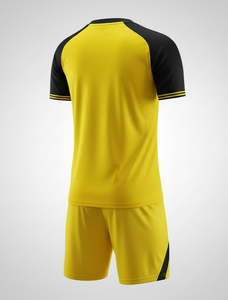 Camiseta de Fútbol para Hombre, Amarilla y Negra, con Bloques de Color, Manga Corta, Cuello en V, Absorbe la Humedad, Ropa Deportiva de Poliéster para Todas las Temporadas - Product Image 3
