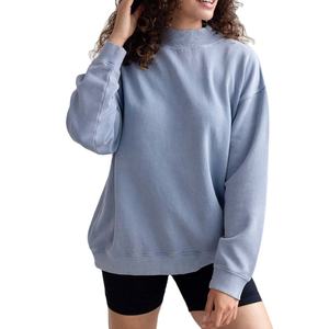 Sudadera de cuello redondo para mujer, diseño personalizado del fabricante, nueva colección de otoño, holgada, informal, de color liso, con cuello simulado - Product Image 1