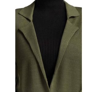 Cárdigan Largo de Punto Verde Oliva para Mujer, de Alta Calidad, Manga Larga, Cuello con Muescas, Color Sólido, Estilo Minimalista, para Otoño - Product Image 5