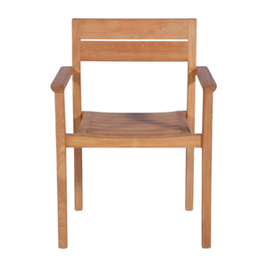 Chaise de jardin en teck naturel, chaise de salle à manger d'extérieur, fauteuil à assise à lattes pour patio, cour, villa, mobilier de salle à manger - Product Image 5