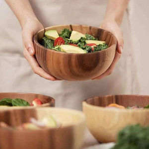 Tazones redondos para servir ensalada de bambú pulido ecológico por blossom craft india - Product Image 5