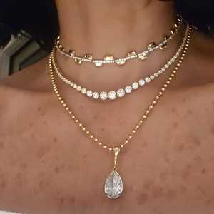 สร้อยคอโชคเกอร์ ทองคำแท้ 14k 18k ประดับเพชรทรงกลมเพาะเลี้ยงแบบฝังเพชรเต็มวง  แบบโซลิแทร์ สำหรับเจ้าสาว งานแต่งงาน เครื่องประดับหรูหรา ผลิตโดยผู้ผลิตเครื่องประดับ - Product Image 6