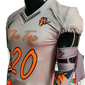 Camiseta de fútbol americano de talla grande, bordado de manga corta, pantalones de sublimación elásticos transpirables, producto de fotos reales de calidad - Product Image 1