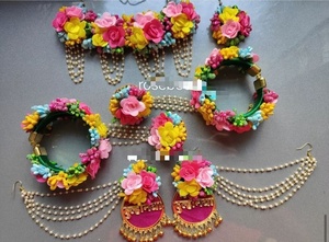 Ensemble de bijoux traditionnels antiques en Gota Patti, bijoux en Gota Patti avec colliers et boucles d'oreilles pour femmes, bijoux faits à la main - Product Image 6