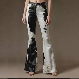 Authentic High End Cow Hair Leather <b>Jacket</b> Black And White Cowhide Fur Coat Long Sleeve Zip Up Streetwear Fashion - Product Image 3