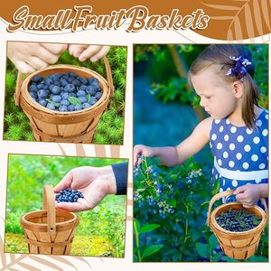 Paniers à baies en bois rustiques faits à la main, paniers de rangement pour fruits, paniers de service décoratifs - Product Image 2