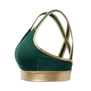 Soutien-gorge de sport Amkoor pour femme, vert olive, dos nageur, sans armatures, bonnet complet, en Spandex et Polyester, extensible dans les quatre sens, tricoté, séchage rapide - Product Image 3