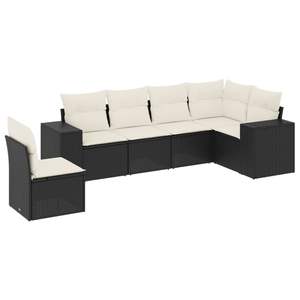 Ensemble de canapés de jardin modernes en rotin noir PE, design modulaire, coussins en mousse haute densité pour terrasse et balcon - Product Image 4