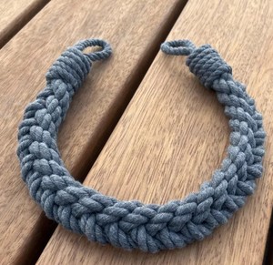 Handmade Gray Cotton Curtain Holdback – <b>Braided</b> Rope Tieback – Rustic Window Decor - Product Image 3