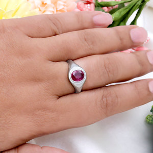 Wholesale 925 Sterling Silver Natural <b>Ruby</b> Round Cut <b>Ring</b> for <b>Men</b> Women Bezel set <b>Ring</b> Red Gemstone Statement Jewelry Wholesale - Product Image 6
