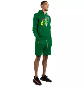 Ensemble sweat à capuche et short pour homme, style streetwear, 100 % coton, écologique, vêtements de sport d'été à manches longues, vente en gros - Product Image 3