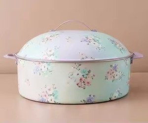 Arabic Casserole Hot Pot Deep Teal Gold Handle Vintage Rose Pattern Keep Food Hot Warmer Pot for Home Hotel <b>Table</b> <b>Top</b> Use - Product Image 3