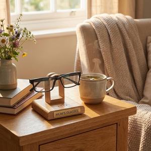 Custom <b>Wooden</b> Glass Holder For Tabletop Desk Decor <b>Wooden</b> Specks Holder By Universal Overseas India - Product Image 5