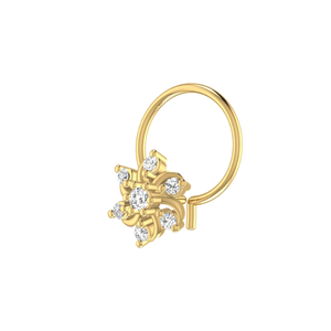 SOLITAIREKART Bijou de piercing pour le nez en or 14 carats avec motif floral en forme d'éventail et diamant naturel de 0,06 ct - Product Image 4