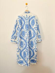 Kimono Unisex de Algodón Suzani, Largo, con Mangas Largas, Cuello en V, Cierre con Cordón, Estilo Clásico, Tejido Suave, Estampado Floral - Product Image 2