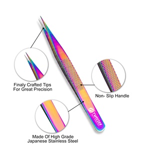 Pince à cils de marque privée facile à ramasser 0.03mm outils de faux cils durables non corrosifs Extension de cils droits en fibre pointue - Product Image 2