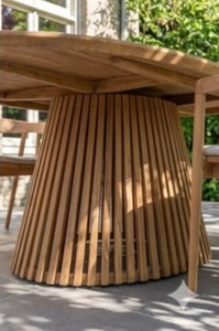 <b>Round</b> Teak <b>Garden</b> Set Outdoor Dining <b>Table</b> and Chairs Set for 6 Person Weather Resistant Restaurant Patio Furniture - Product Image 2