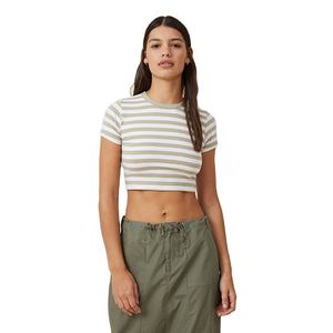 เสื้อครอปท็อปผู้หญิง คอโอ แขนสั้น ผ้าฝ้ายน้ำหนักเบา ทรงเข้ารูป ยืดหยุ่นได้ ดีไซน์สวย ขายส่งแบบ OEM - Product Image 1