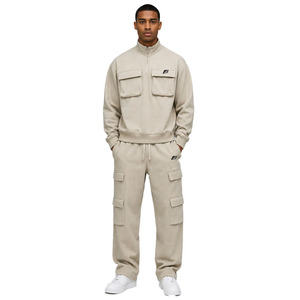 Utility Pocket Quarter Zip Men's Hoodies Jogger Sets Oversized <b>Cargo</b> Streetwear Warm Fleece Sweatshirt Winter Tracksuit Supplier - Product Image 1