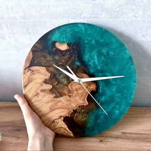 Epoxy Resin Wood Wall Clock Handmade Live Edge Wooden Clock Housewarming Gift - Product Image 1