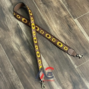 New Fashion Sunflower Tooled Genuine Leather Replacement Purse Strap Stylish Durable Brass Clip <b>Camera</b> <b>Bag</b> Shoulder Strap Belts - Product Image 1