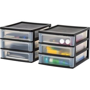 Set di 2 Organizzatori in Plastica a 3 Cassetti per Scrivania, Vanità, Smalti, Bagno, Cancelleria, Articoli per Arte e Artigianato, per Uso in Ufficio e Trucco - Product Image 1