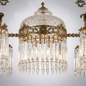 Lustre en cristal traditionnel à fixation au plafond, décoration intérieure pour salon, 100% fait main, forme irrégulière - Product Image 5
