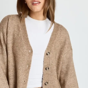 Stock usine Hiver Pull cardigan en laine cachemire pour femme, tricoté à fleurs au crochet, à manches longues - Product Image 4