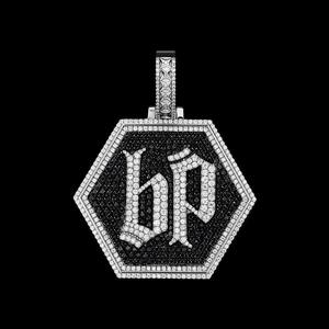 Nouveau Collier Pendentif Polygone Grande Taille Hiphop, Breloques Personnalisées avec Lettres, Bijoux Tendance pour Femmes et Hommes Rapper - Product Image 2