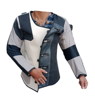 Veste de tir en cuir et toile personnalisable (couleur et taille) pour intérieur/extérieur avec motifs de cibles silhouettes BULLSEYE autoportantes