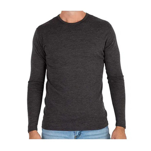 Camiseta de Manga Larga para Hombre, Cuello Redondo, Color Sólido, Tejido de Algodón, Corte Regular, Fabricantes Personalizados, Camiseta Informal de Manga Larga - Product Image 3
