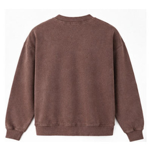 Sweat-shirt surdimensionné à col rond pour homme, personnalisé OEM, en molleton marron délavé, à épaules tombantes, avec impression de logo personnalisée - Product Image 2