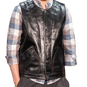 Chaleco de Cuero Genuino Vintage para Hombre, Transpirable, Impermeable, Ecológico, Cuello en V, Estilo Urbano - Product Image 1